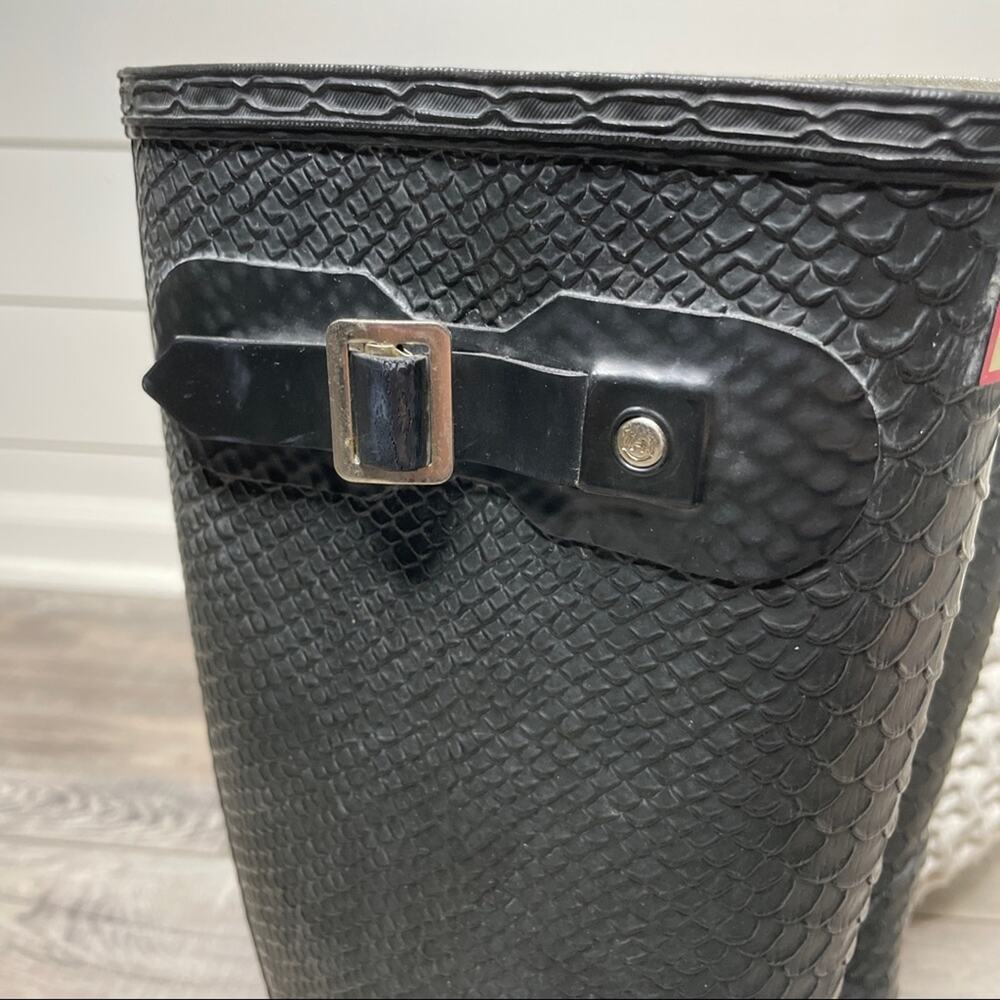 Hunter Carnaby Snake Boa Tall Wellies Rain Boots Black Size 6M - Picture 5 of 10